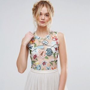 RD & koko embroidered sheer bodysuit